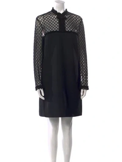 Pre-owned Celine Lace Mini Dress In Black