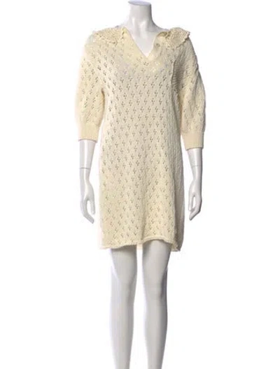 Pre-owned Celine Lace Pattern Mini Dress In Neutral