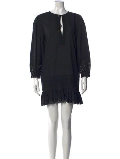 Pre-owned Celine Lace Pattern Mini Dress W/ Tags In Black