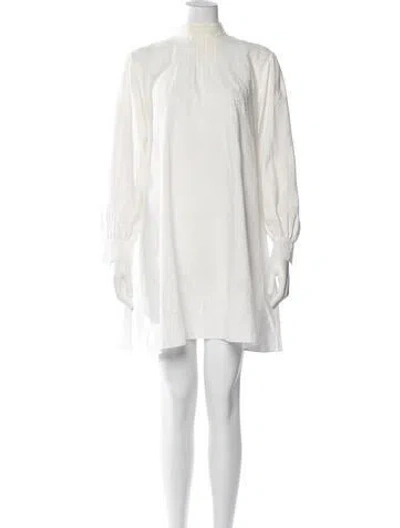Pre-owned Celine Lace Pattern Mini Dress In White