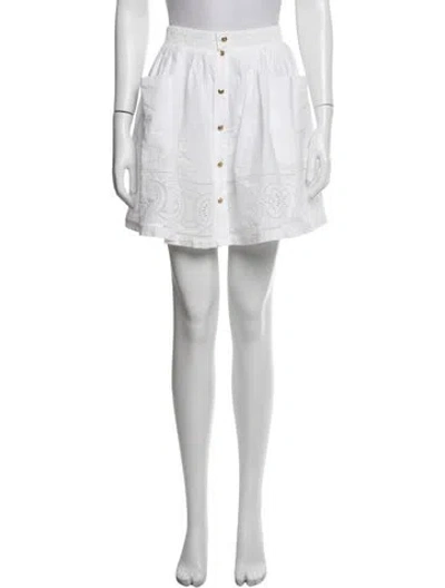 Pre-owned Celine Lace Pattern Mini Skirt In White