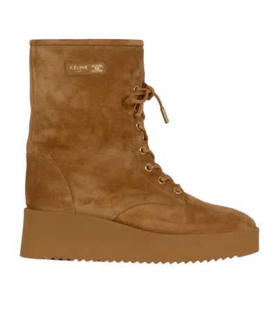 Celine Lace-up Ankle Boots In Multi