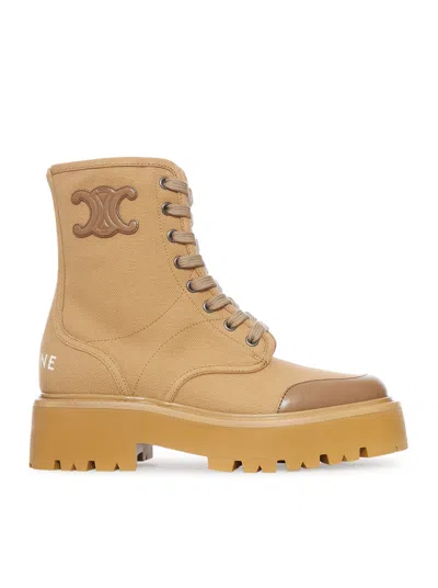 Celine Lace-up Boot With Thick Sole In Brown