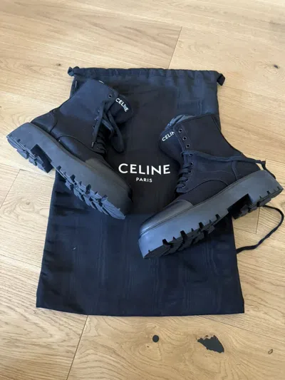 Pre-owned Celine Lace Up Boots In Black