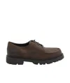 Celine Margaret Derby Loafer In Waxed Suede Calfskin In Brown