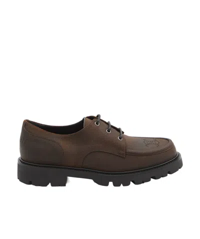 Celine Men Margaret Derby Shoe In Suede In Brown