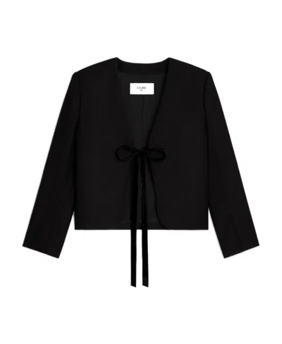 Celine Lace-up Cashmere Cardigan In Black