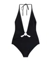 Celine Cut-out One Piece Swimsuit With Golden Effect Details In Black