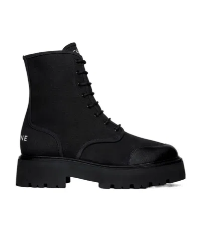 Celine Lace Up Short Boots In Black