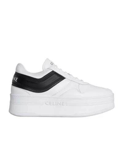 Celine Laced Sneakers In Optical White/black/optical White