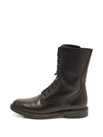 Pre-owned Celine Lace-up Combat Boots In Black
