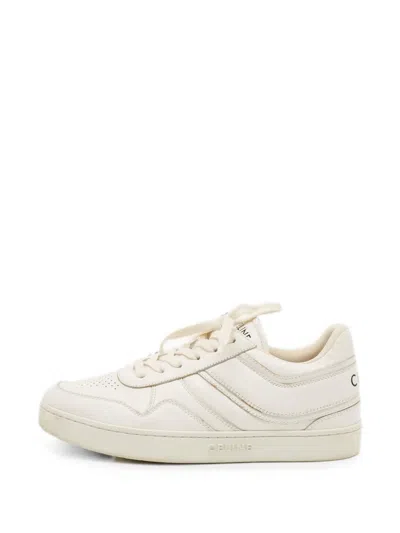Pre-owned Celine Lace-up Round-toe Sneakers In White