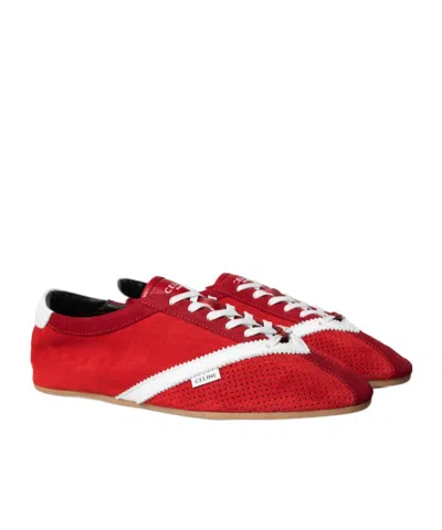 Celine Lace-up Sneakers In Red