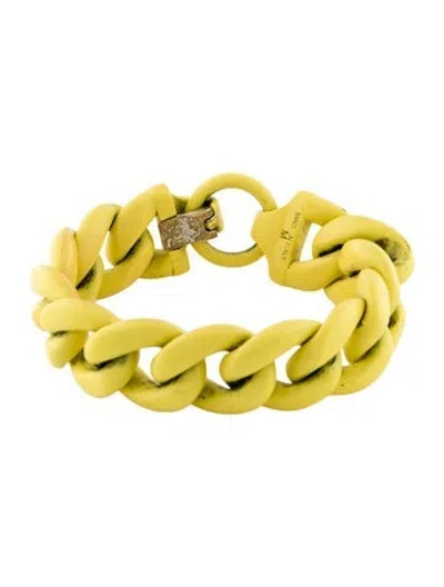 Pre-owned Celine Lacquer Curb Chain Bracelet, 6.5" In Yellow