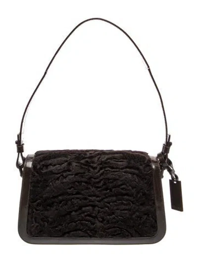 Pre-owned Celine Lamb Fur Shoulder Bag Vintage In Black