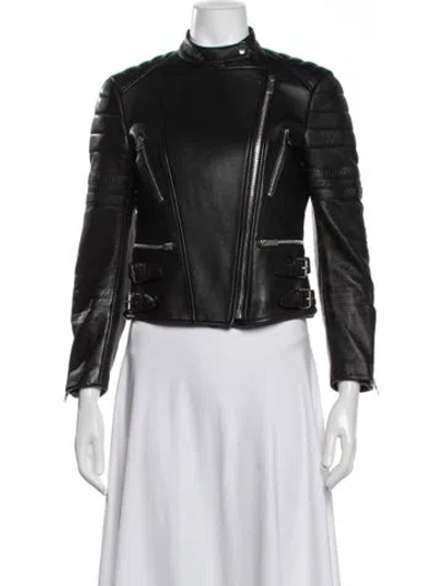 Pre-owned Celine Lamb Leather Biker Jacket In Grey