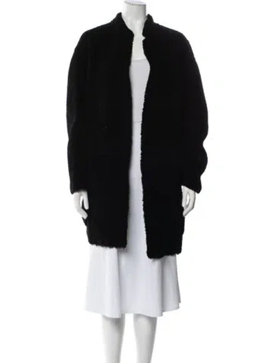 Pre-owned Celine Lamb Leather Coat In Black