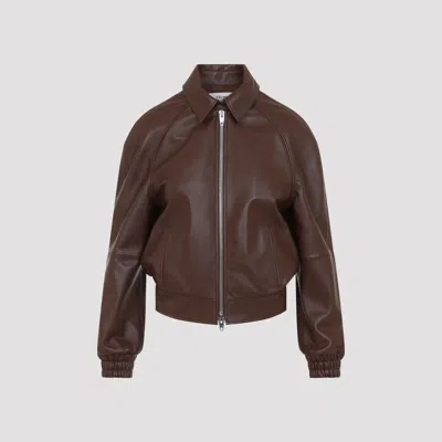 Celine Lamb Leather Jacket In Brown