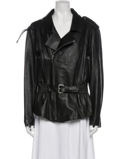 Pre-owned Celine Lambskin Biker Jacket In Black