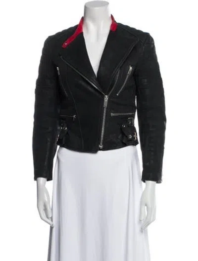 Pre-owned Celine Lambskin Biker Jacket In Black