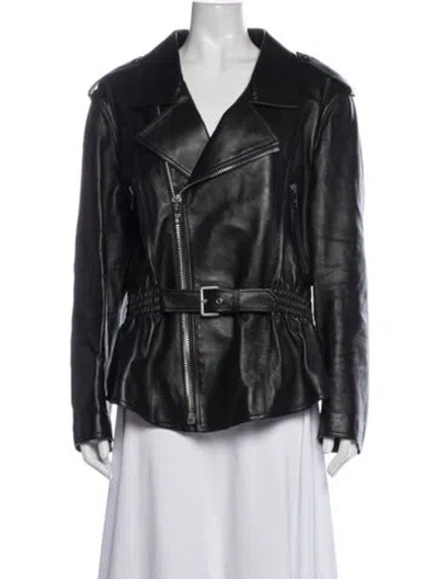 Pre-owned Celine Lambskin Biker Jacket In Black