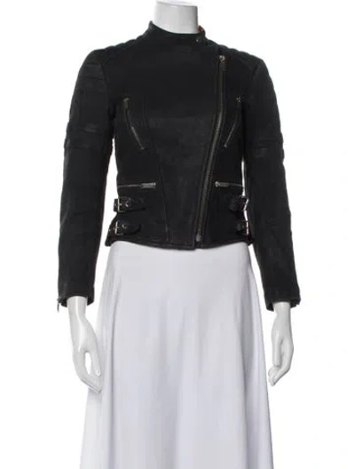 Pre-owned Celine Lambskin Biker Jacket In Black