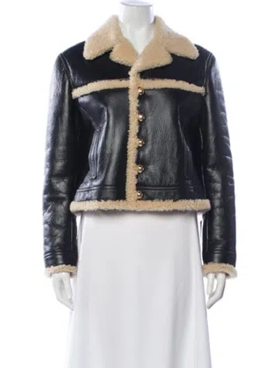 Pre-owned Celine Lambskin Biker Jacket W/ Tags In Blue