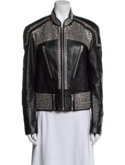 Pre-owned Celine Lambskin Bomber Jacket In Black