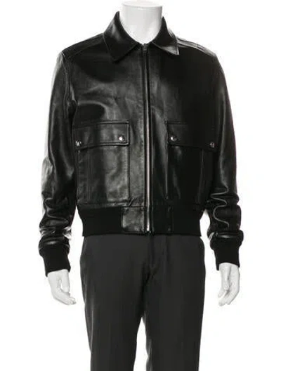 Pre-owned Celine Lambskin Bomber Jacket In Black