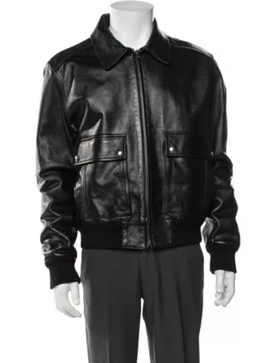 Pre-owned Celine Lambskin Bomber Jacket In Black