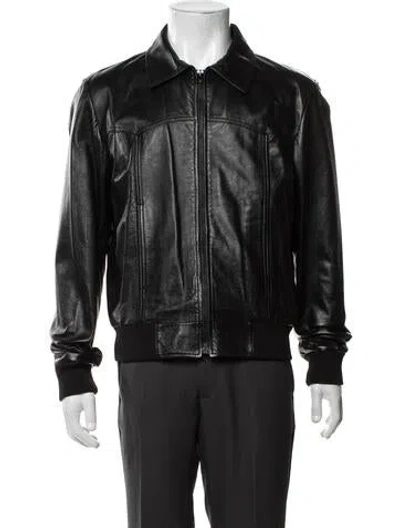 Pre-owned Celine Lambskin Bomber Jacket W/ Tags In Black