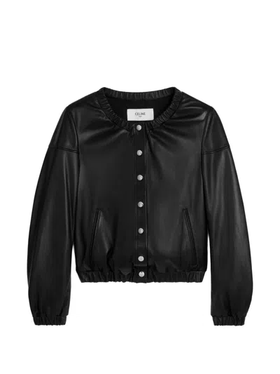 Celine Lambskin Calf Leather Jacket In Black