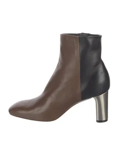 Pre-owned Celine Lambskin Colorblock Pattern Boots In Brown