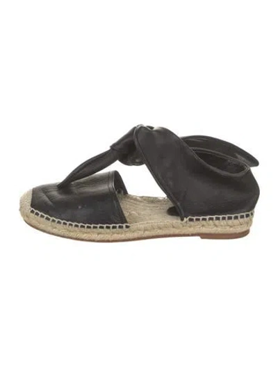 Pre-owned Celine Lambskin Colorblock Pattern Espadrilles In Black