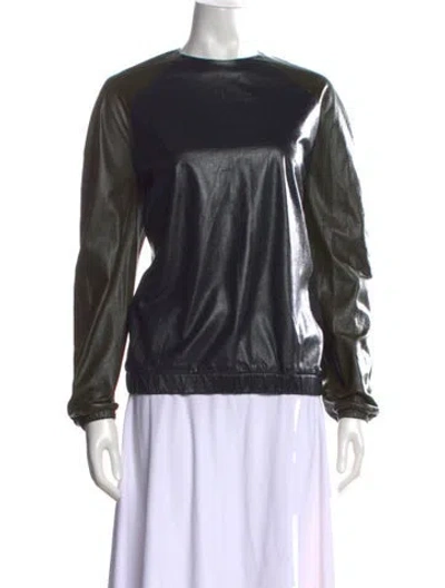 Pre-owned Celine Lambskin Crew Neck Top In Black