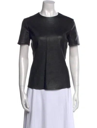 Pre-owned Celine Lambskin Crew Neck T-shirt In Black