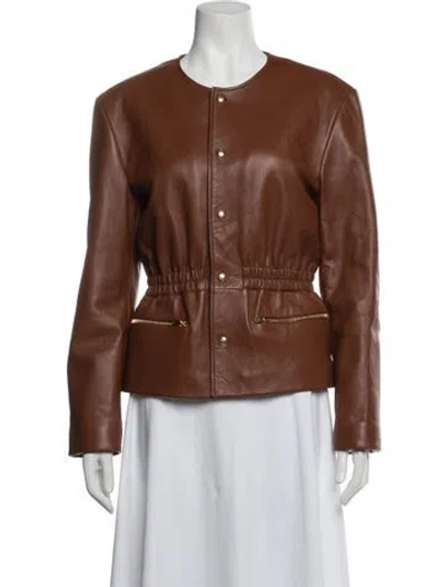 Pre-owned Celine Lambskin Jacket In Brown