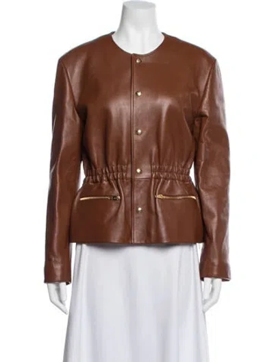 Pre-owned Celine Lambskin Jacket W/ Tags In Brown