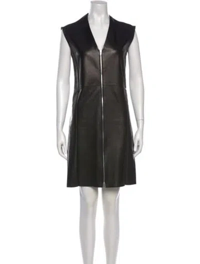 Pre-owned Celine Lambskin Knee-length Dress In Black