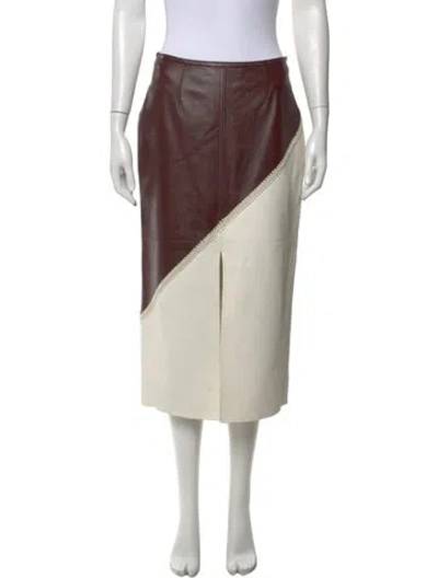 Pre-owned Celine Lambskin Long Skirt In Burgundy