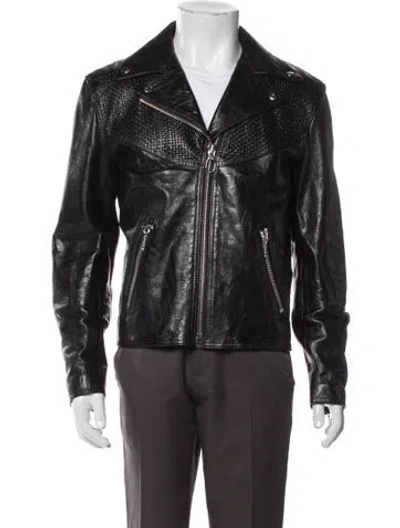 Pre-owned Celine Lambskin Moto Jacket In Black