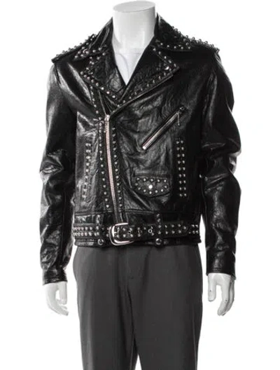 Pre-owned Celine Lambskin Moto Jacket W/ Tags In Black