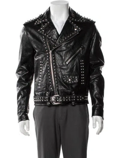 Pre-owned Celine Lambskin Moto Jacket W/ Tags In Black