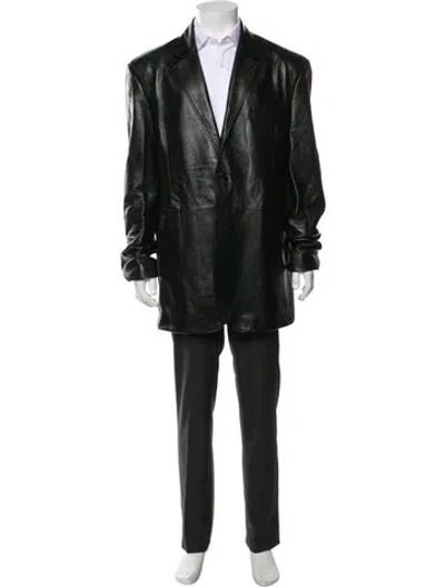 Pre-owned Celine Lambskin Overcoat In Black