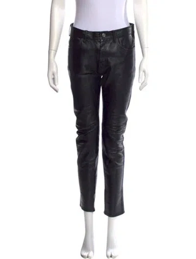 Pre-owned Celine Lambskin Straight Leg Pants In Black