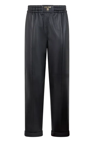 Celine Lambskin Trousers - Elegant Fit In Black