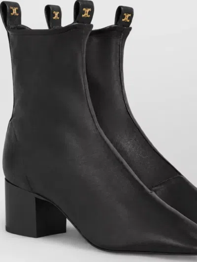 Celine Lambskin Zip Boots In Black