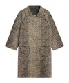 Celine Laminated Coat In Leopard Cotton In Gray