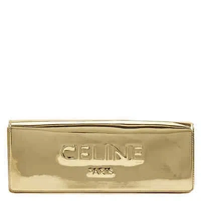 Pre-owned Celine Laminated Textile Clutch 110402epq35or In Oro