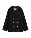 Celine Lapel Double-breasted Short Wool Coat In Black